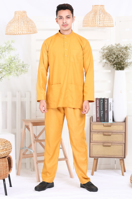 RAYA Baju Melayu Cekak Musang in Mustard Yellow