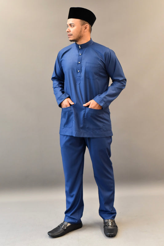 Baju Melayu Cekak Musang in Dark Blue