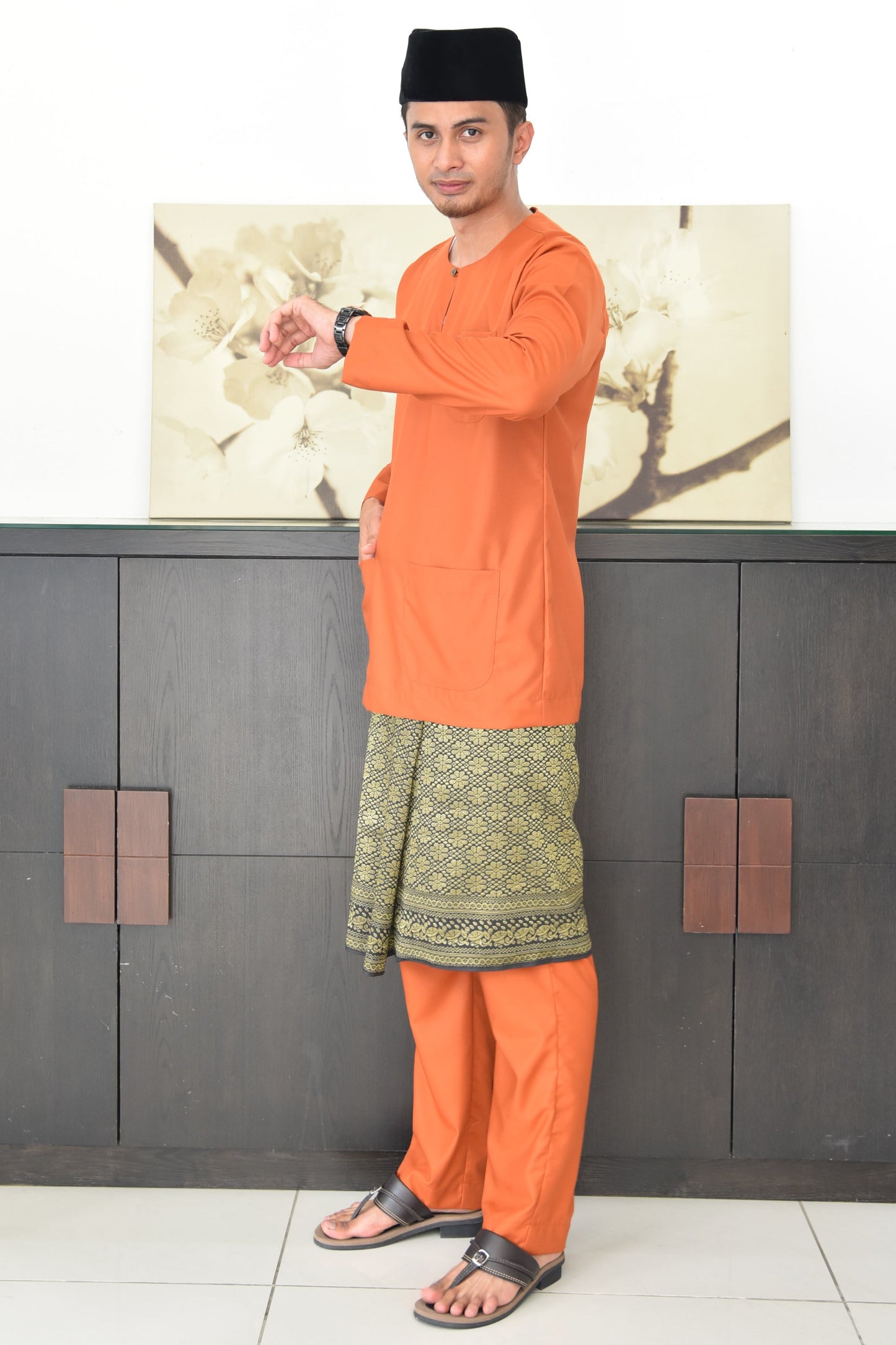 Baju Melayu Teluk Belanga in Burnt Orange