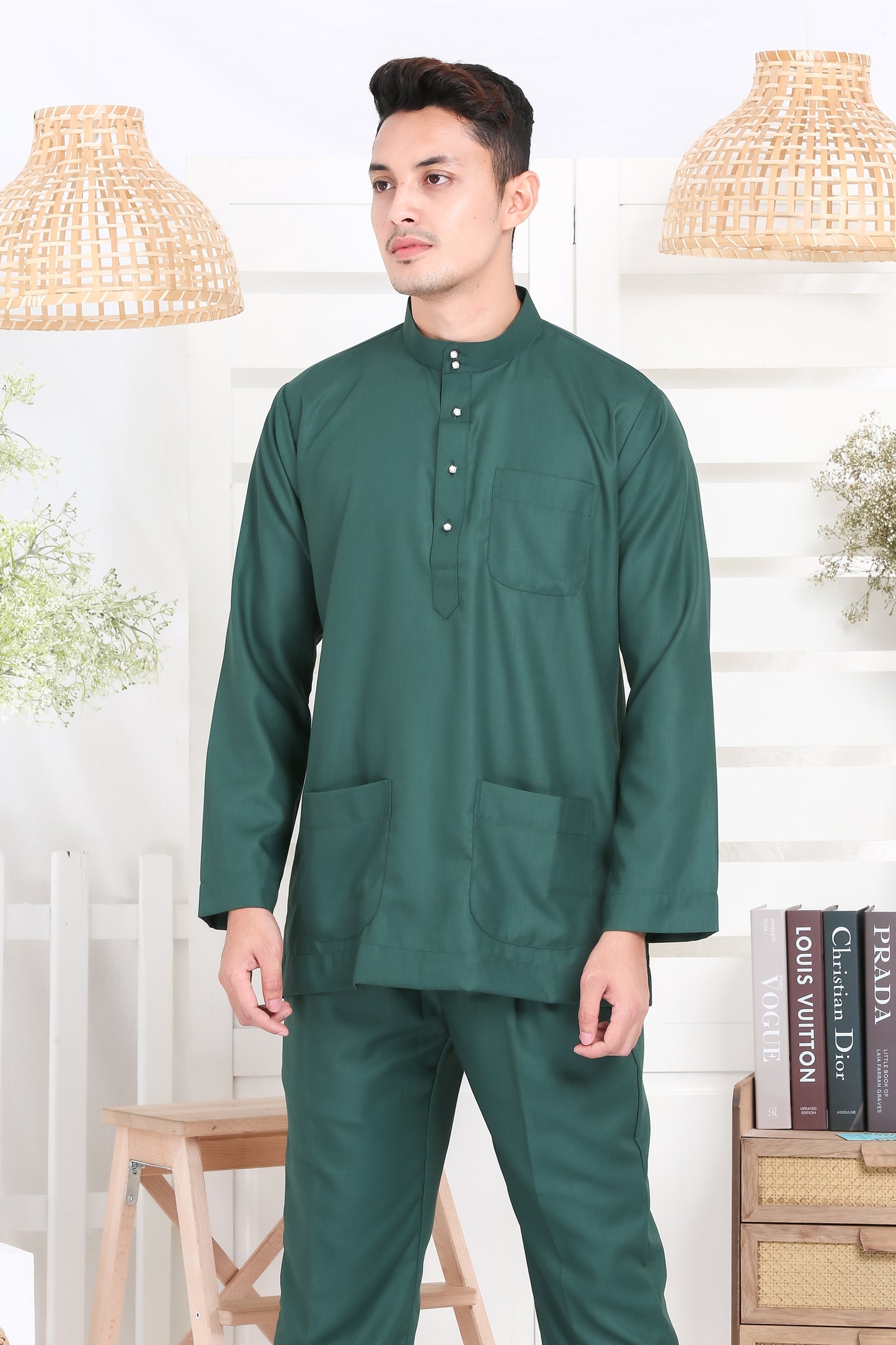 RAYA Baju Melayu Cekak Musang in Midnight Green